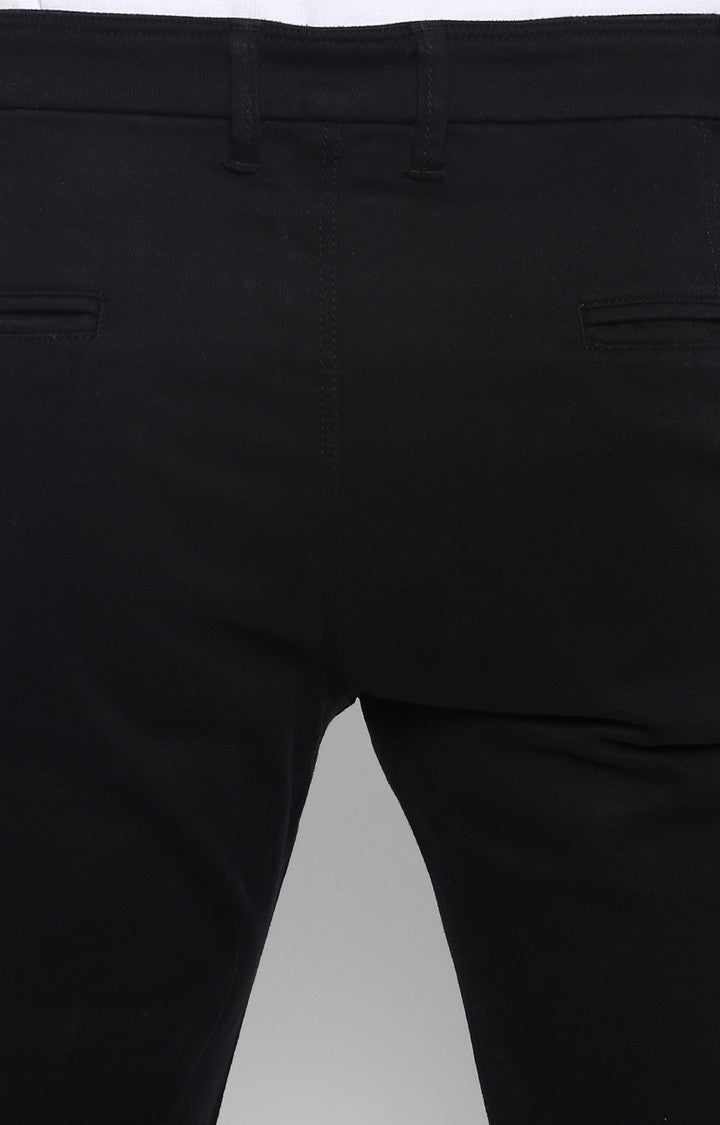 Spykar Men Black Cotton Slim Fit Casual Trousers