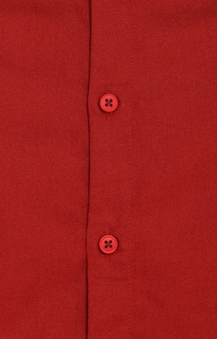 Spykar Red Cotton Slim Fit Shirts For Men