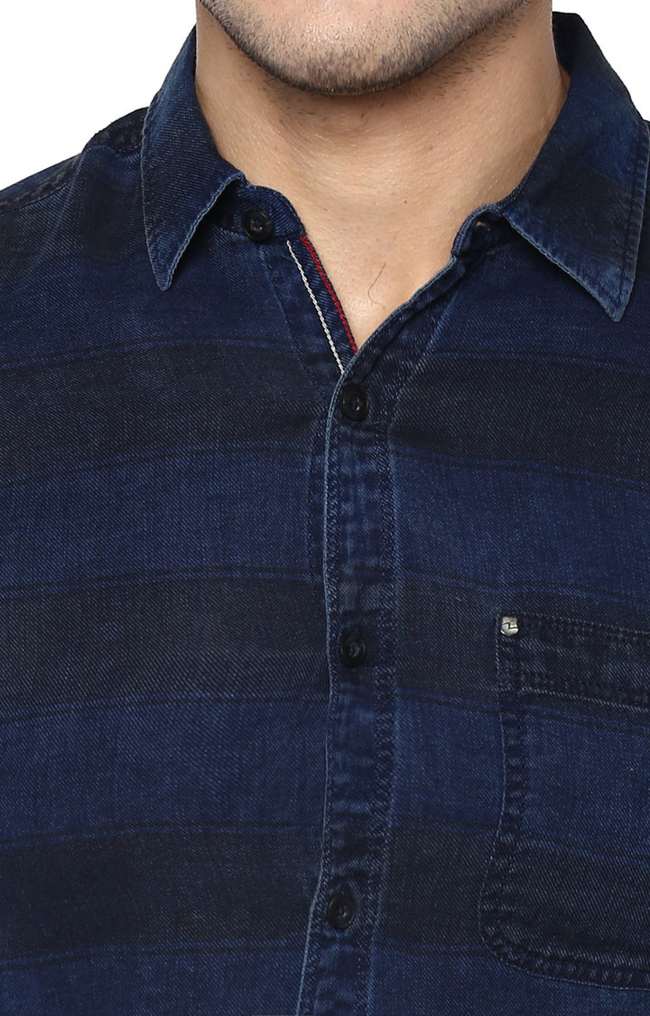 Spykar Men Blue Cotton Casual Shirt