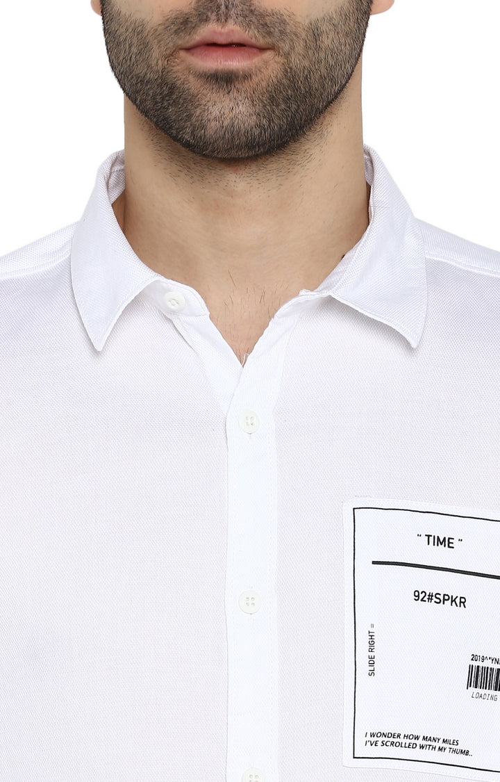 Spykar Men White Solid Slim Fit Casual Shirt