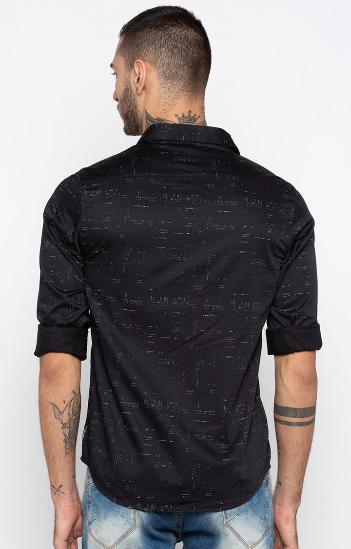 Spykar Men Black Printed Slim Fit Casual Shirt