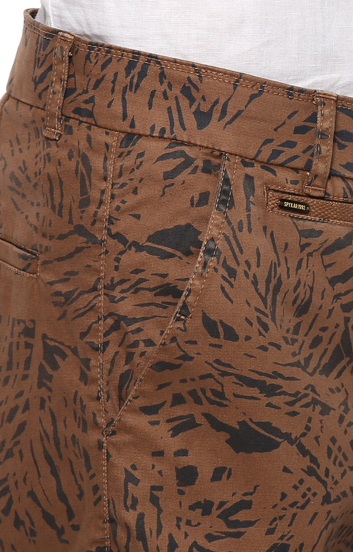 Spykar Men Brown Printed Slim Fit Shorts