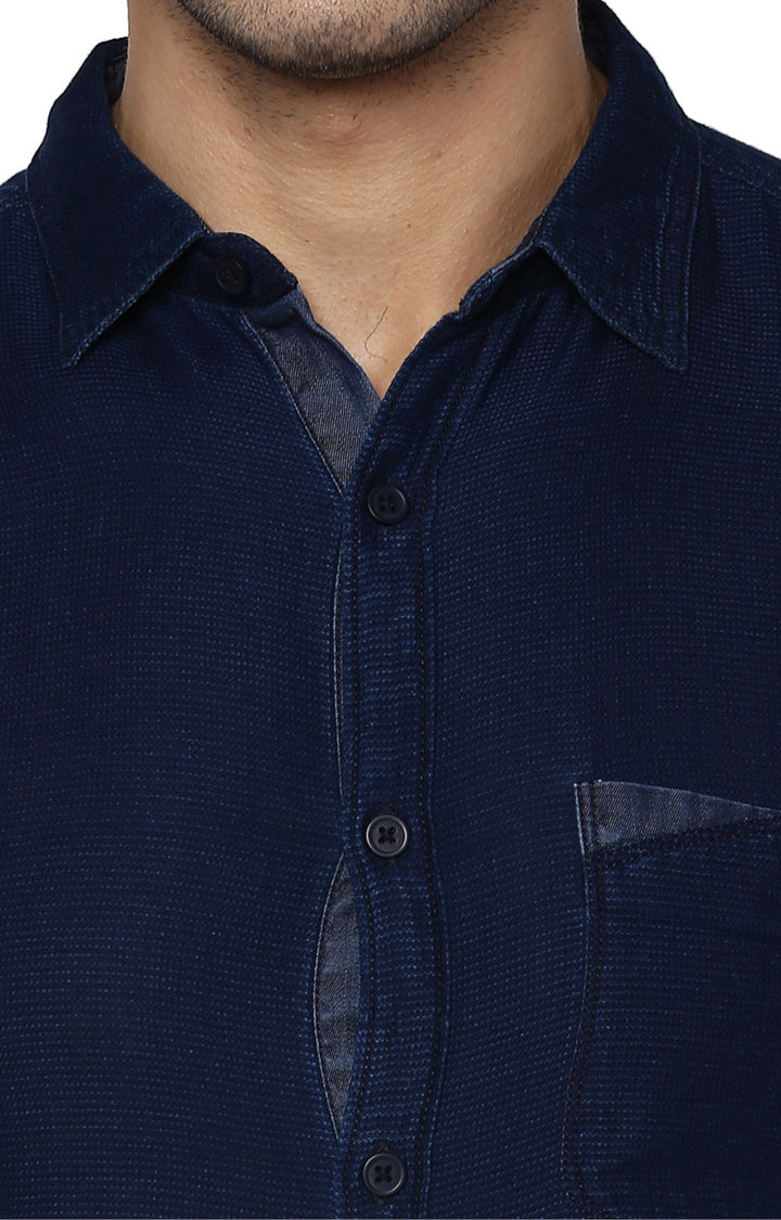 Spykar Men Blue Cotton Casual Shirt