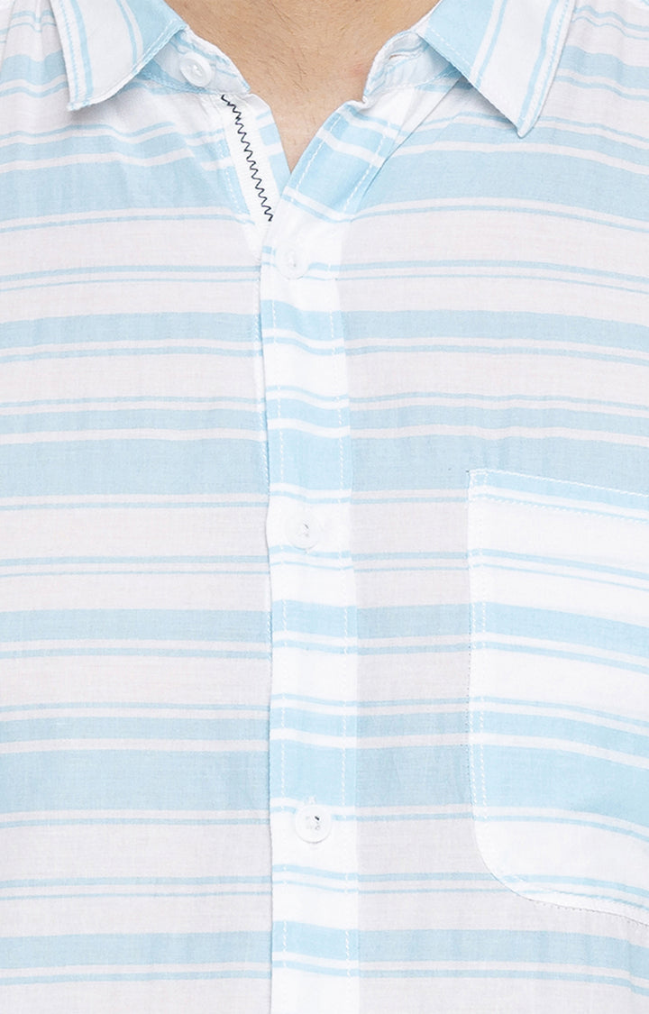 Spykar Men Aqua Striped Slim Fit Casual Shirt