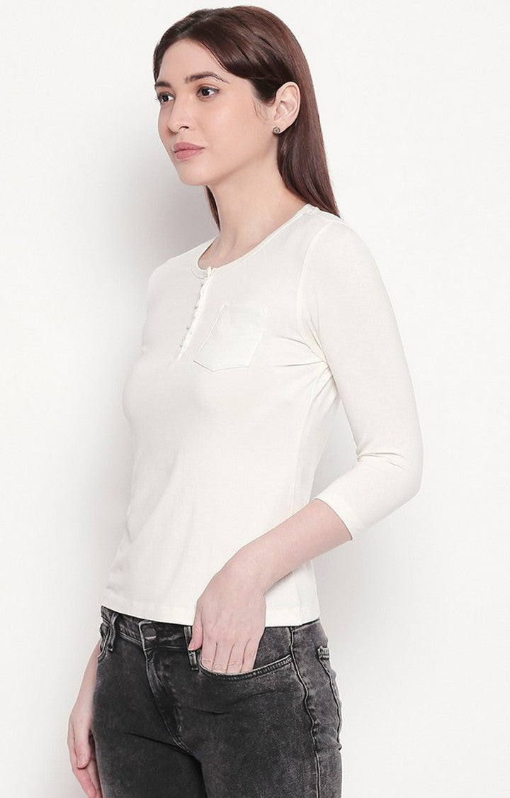 Spykar Women White Viscose Slim Fit M and arin T-Shirt