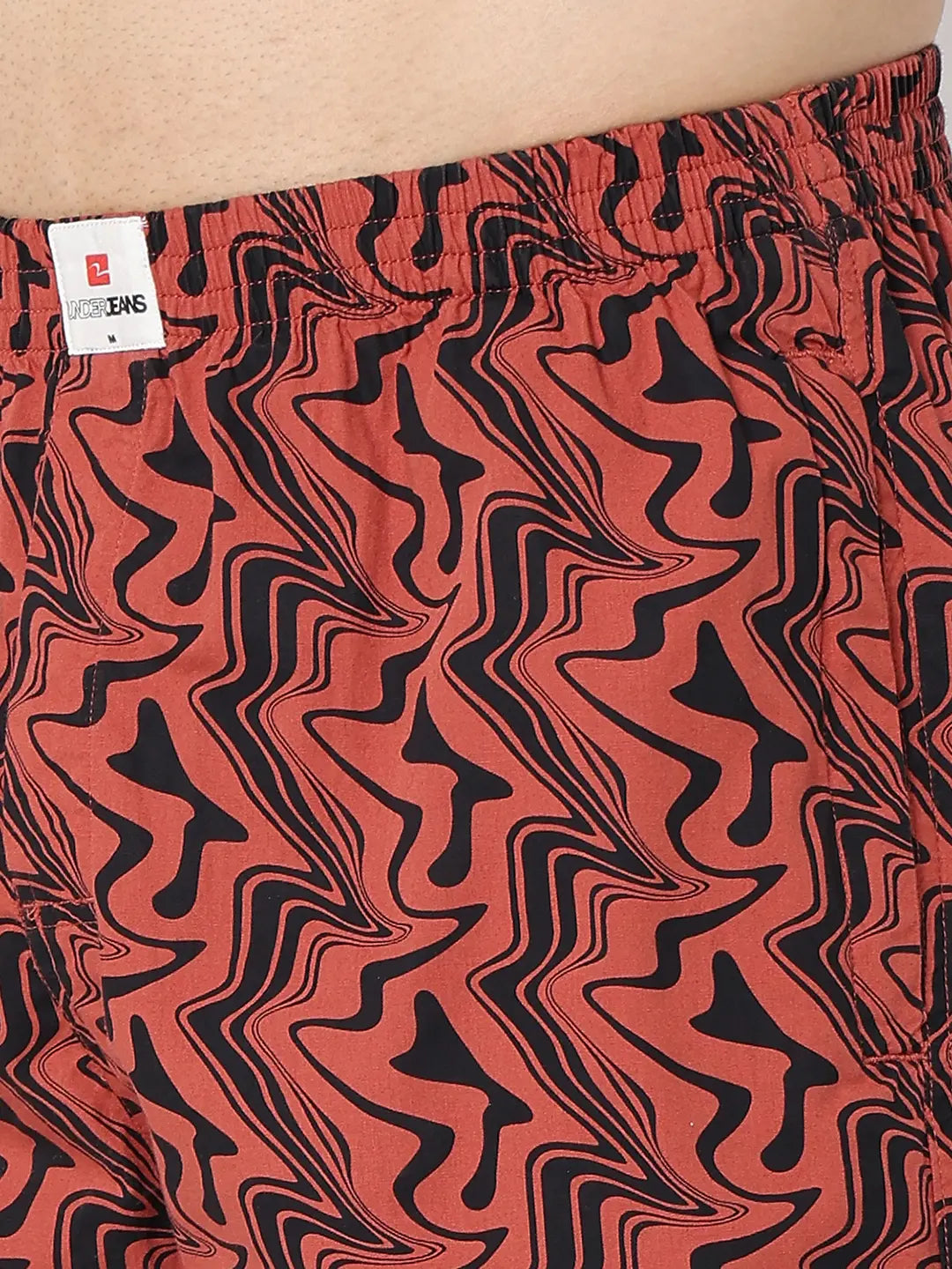 Underjeans By Spykar Men Premium Red Cotton Blend Regular Fit Boxer Shorts