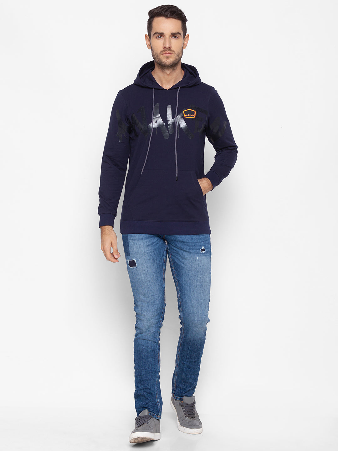 Spykar Blue Cotton Sweatshirt For Men