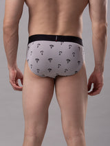 Men Premium Cotton Blend Grey Brief - (Pack Of 2)- Underjeans By Spykar