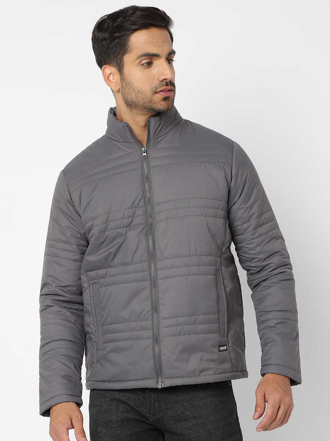 Spykar Men Charcoal Nylon Regular Fit Jacket