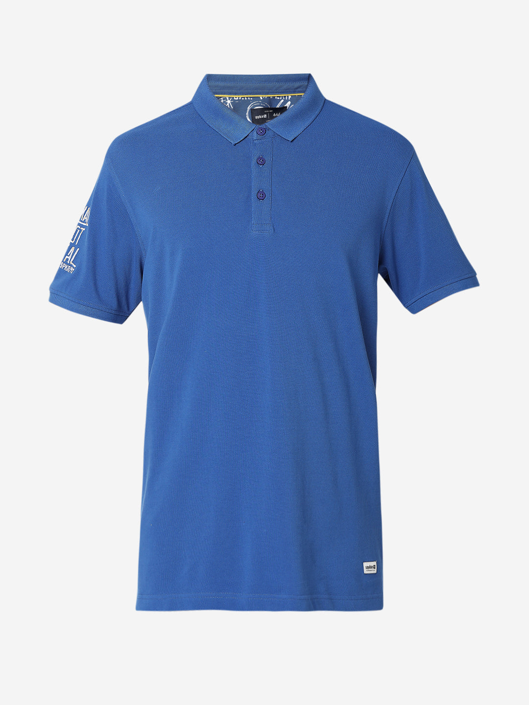 Spykar Men Ink Blue Cotton Half Sleeve Plain Polo Tshirt