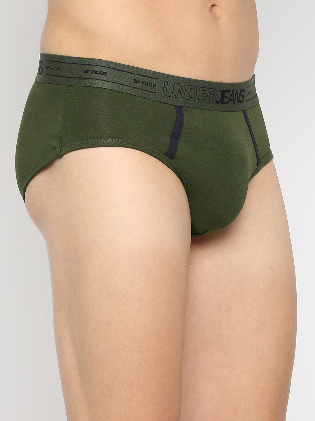 Underjeans By Spykar Men Premium Olive Cotton Blend Brief
