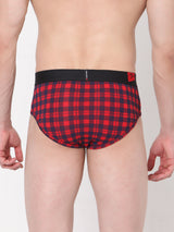 Men Premium Cotton Blend Blue-Check Brief- Underjeans By Spykar