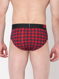 Men Premium Cotton Blend Blue-Check Brief- Underjeans By Spykar