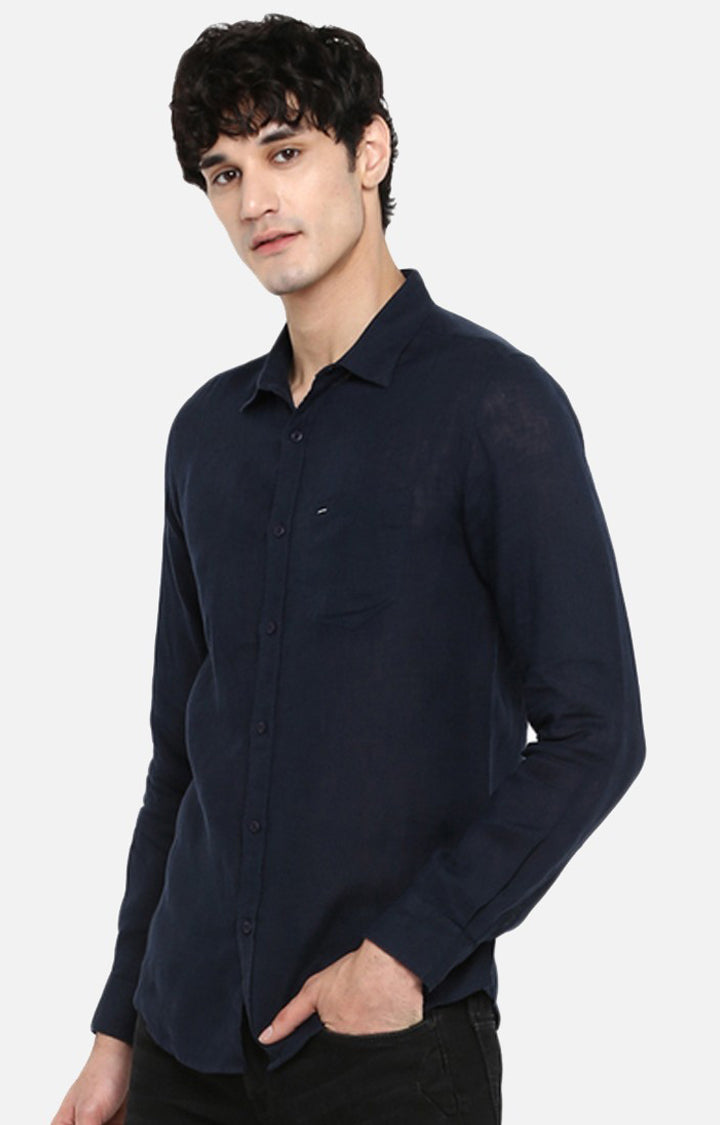 Spykar Men Navy Blue Cotton Slim Fit Casual Shirts