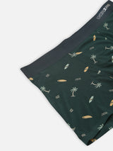 Underjeans By Spykar Men Super Premium Printed Bonded Elastic Bottle Green Trunk