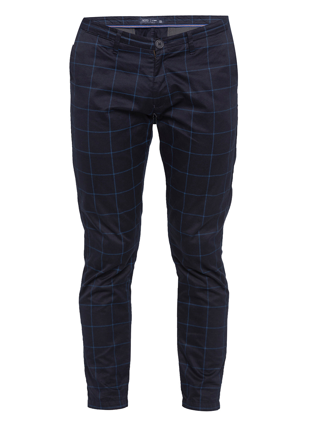 Spykar Men Blue Cotton Slim Fit Casual Trousers