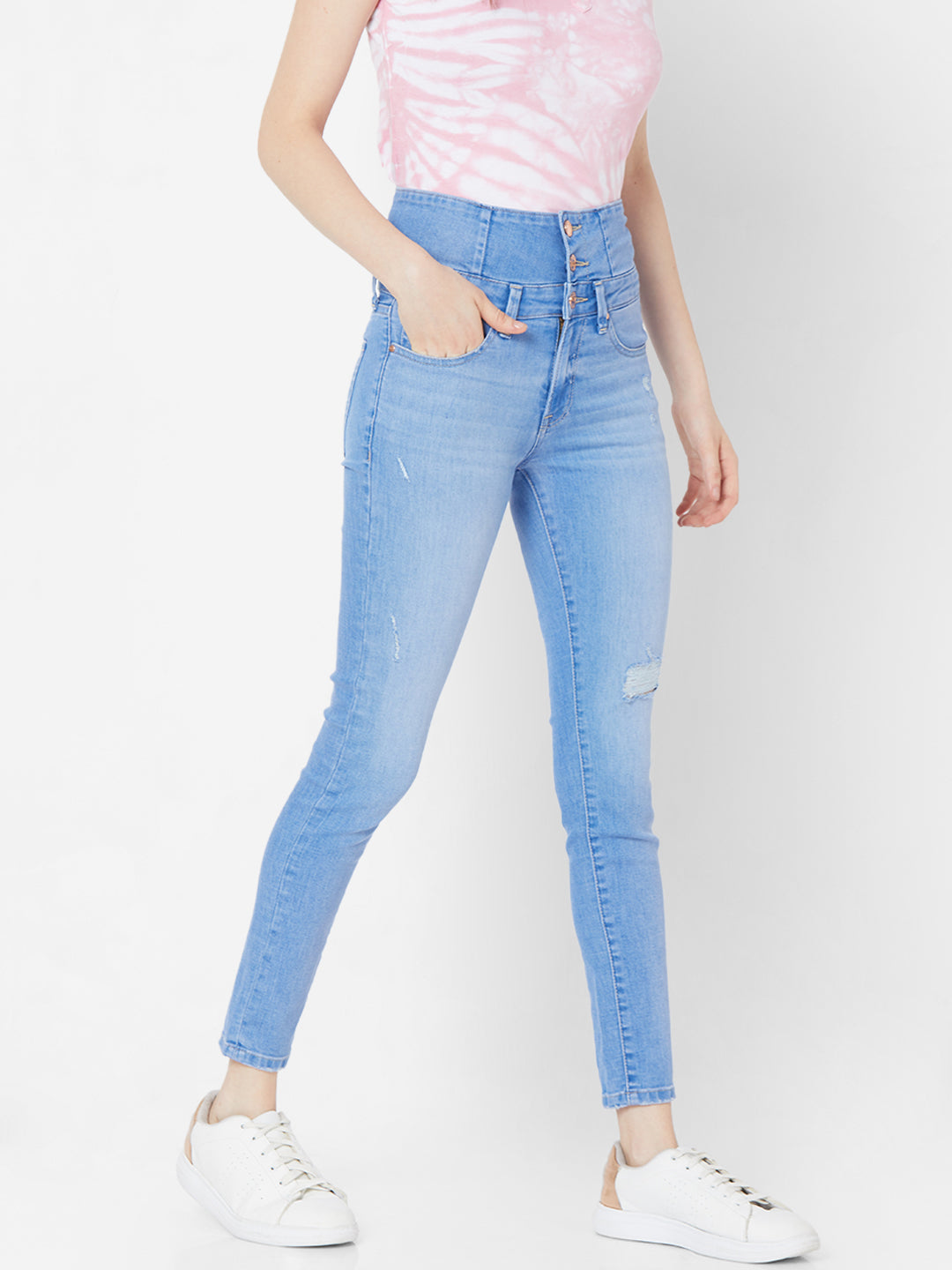 Spykar Women Mid Blue Solid Skinny Mid-Rise Jeans (Alicia)