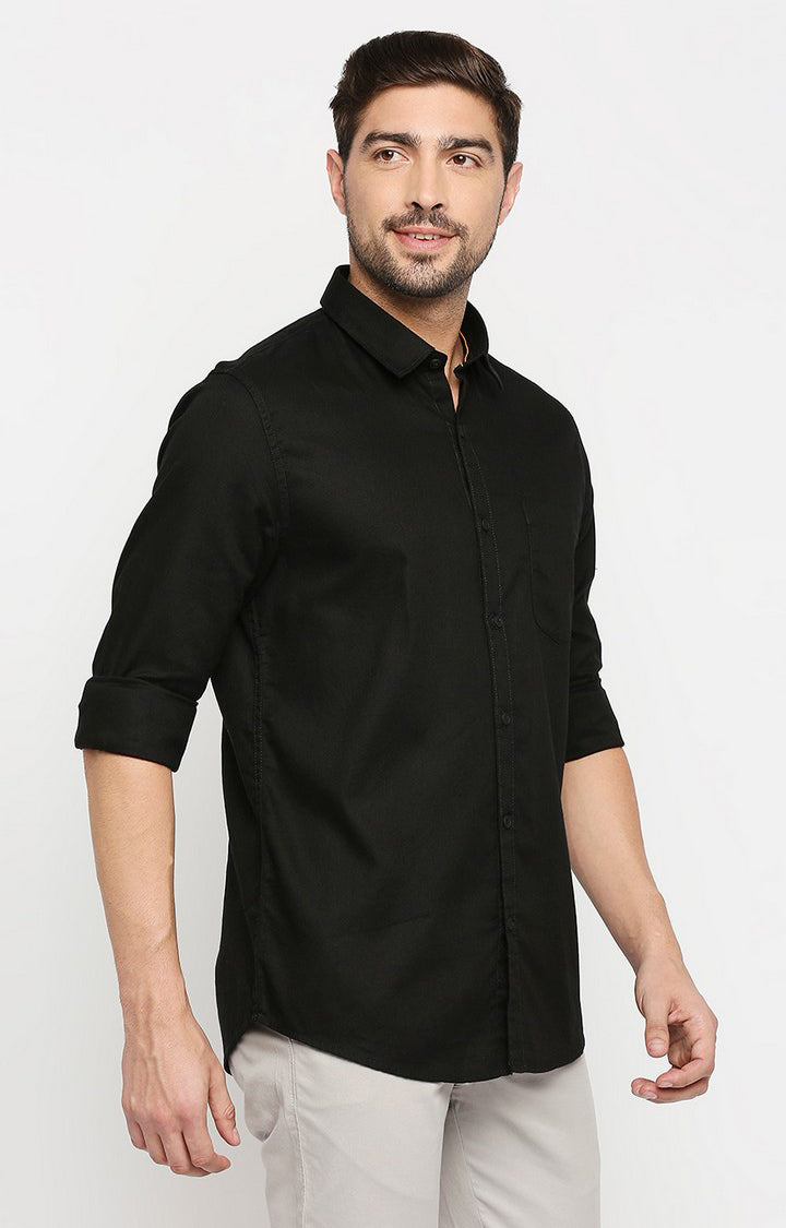 Spykar Men Black Cotton Regular Fit Full Sleeve Casual Shirt