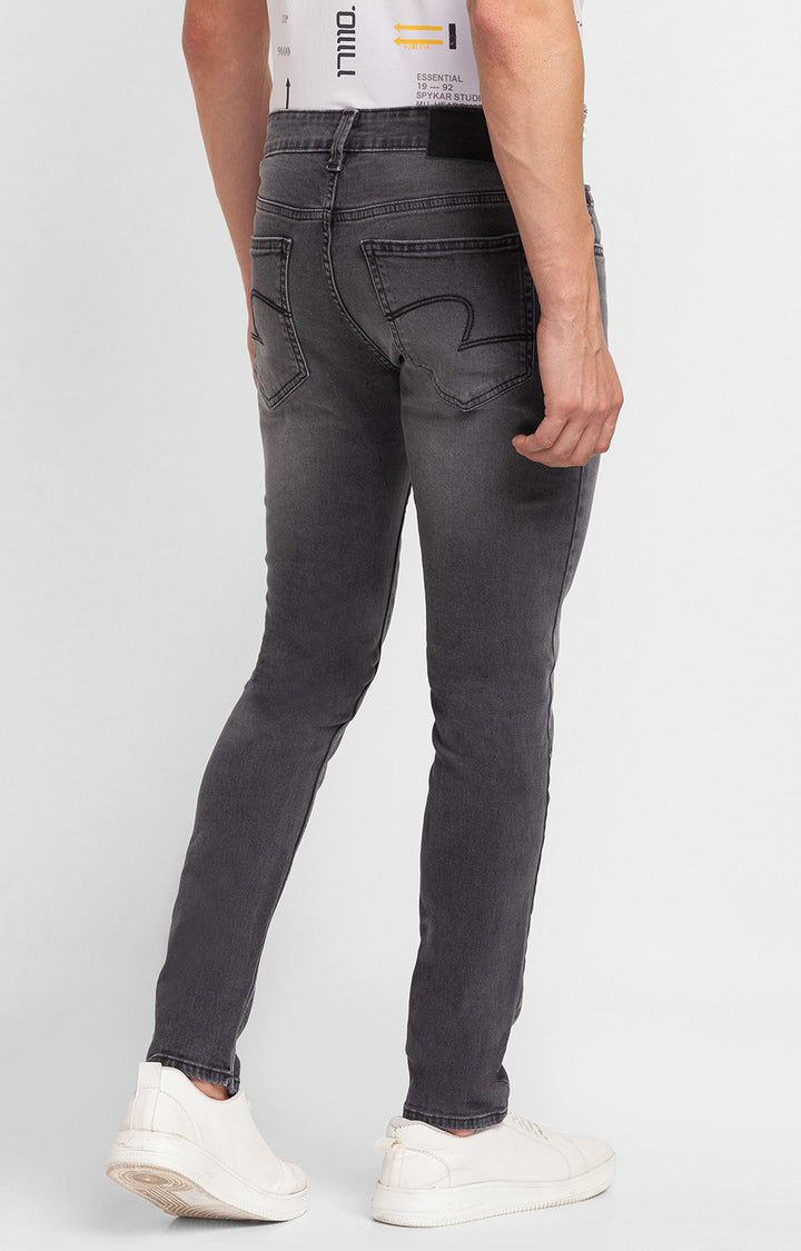 Spykar Grey Cotton Super Slim Fit Tapered Length Jeans For Men (Super Skinny)