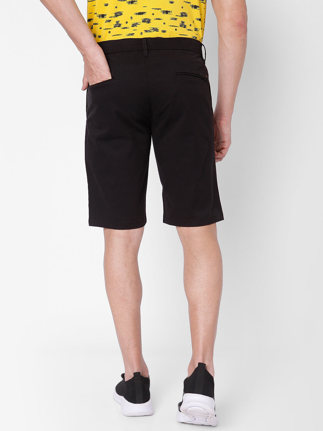 Spykar Men Black Cotton Slim Fit Casual Shorts