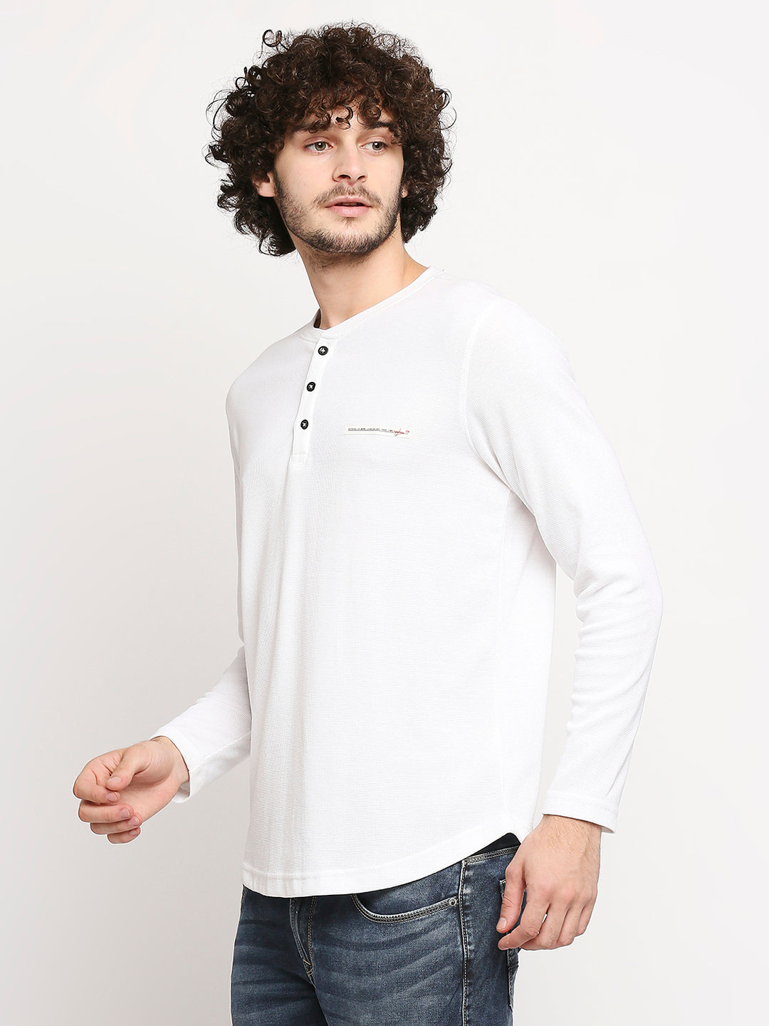 Spykar Men White Cotton Slim Fit M and arin T-Shirt