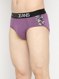 Underjeans By Spykar Men Premium Dull Purple Cotton Blend Brief
