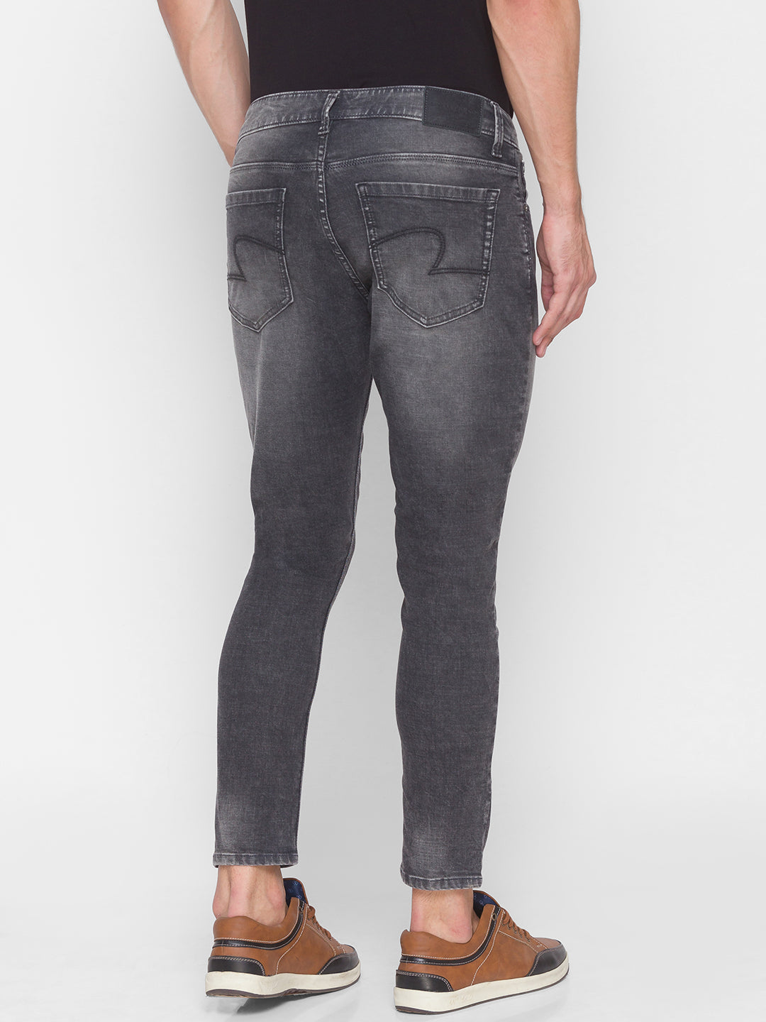 Spykar Men Grey Cotton Slim Fit Tapered Length Jeans (Kano)