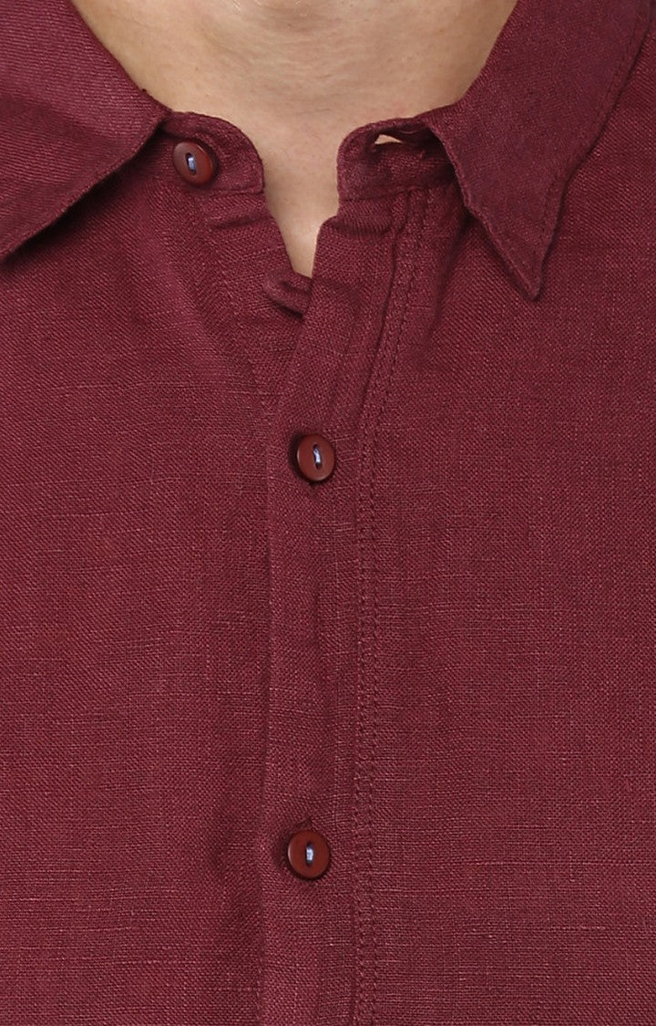 Spykar Men'S Red Cotton Solid Casual Shirts