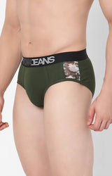 Olive Cotton Brief For Men Premium- Underjeans By Spykar