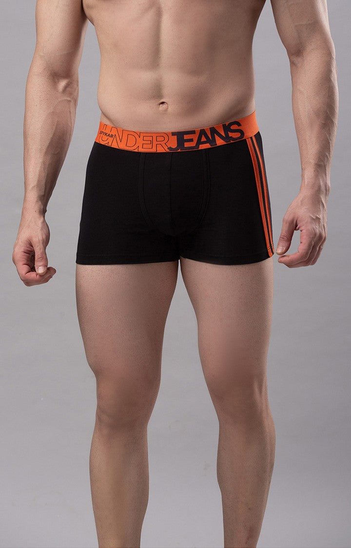 Underjeans By Spykar Men Black Solid Trunks