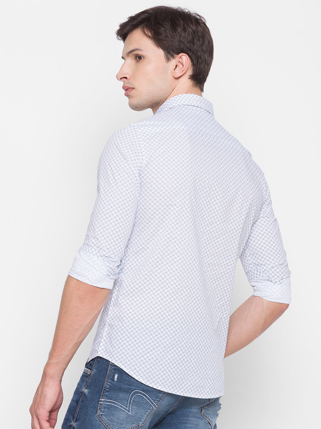 Spykar Slim Fit White Cotton Men Shirt