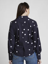 Spykar Women Black Cotton Regular Fit Full Sleeve Printed Shirt