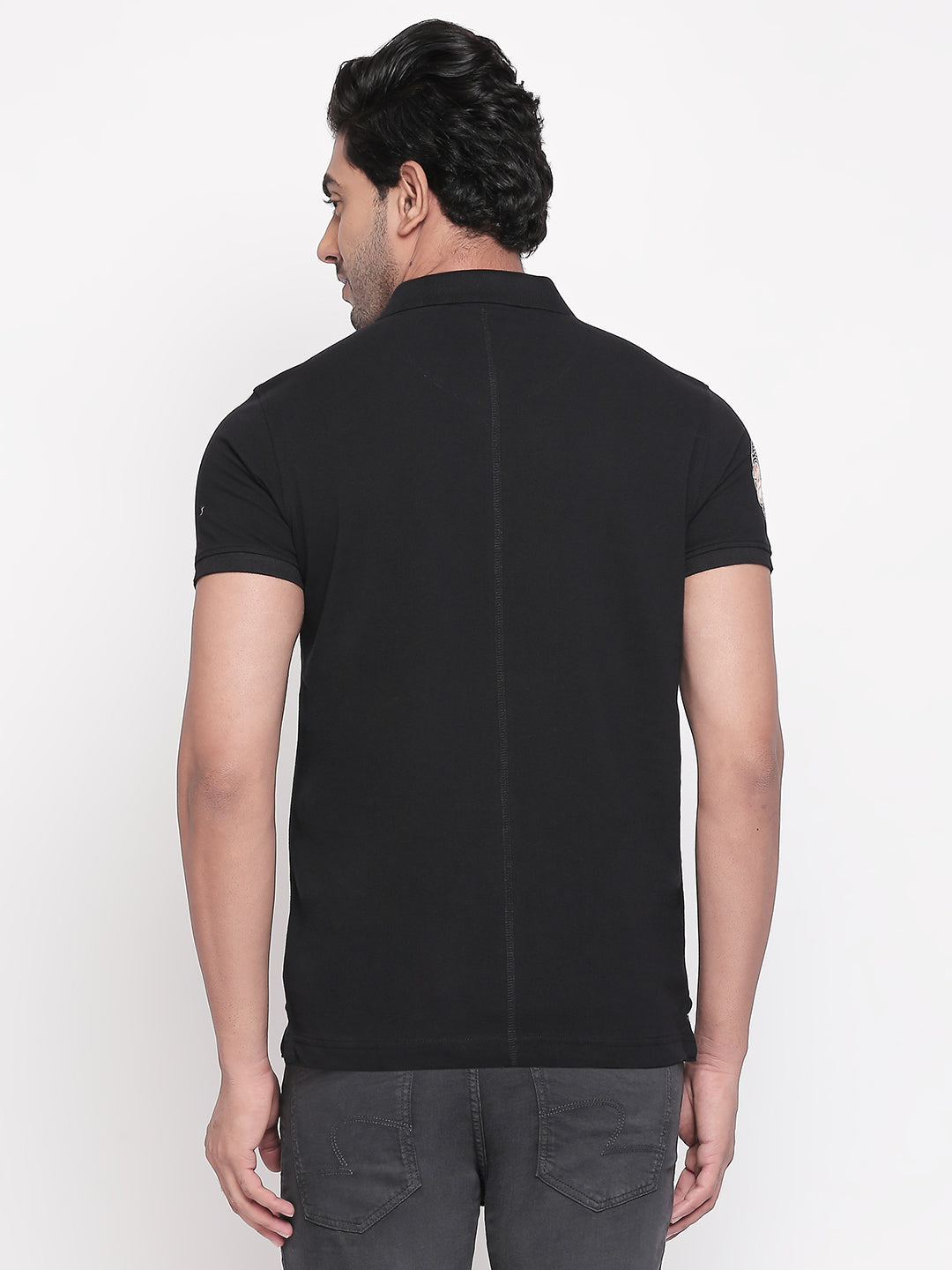 Spykar Men Black Cotton T-Shirt