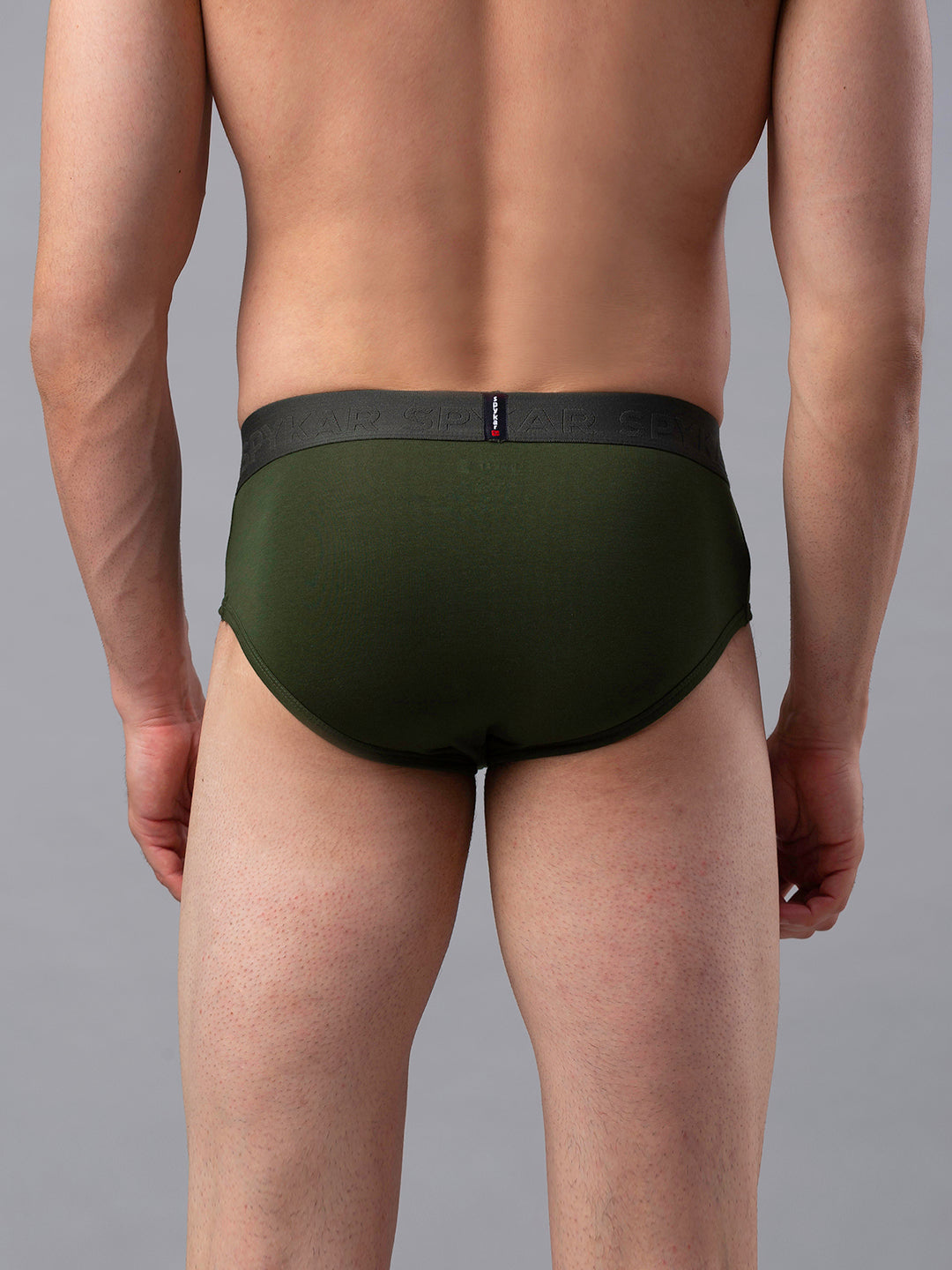 Underjeans By Spykar Men Premium Cotton Blend Olive Brief