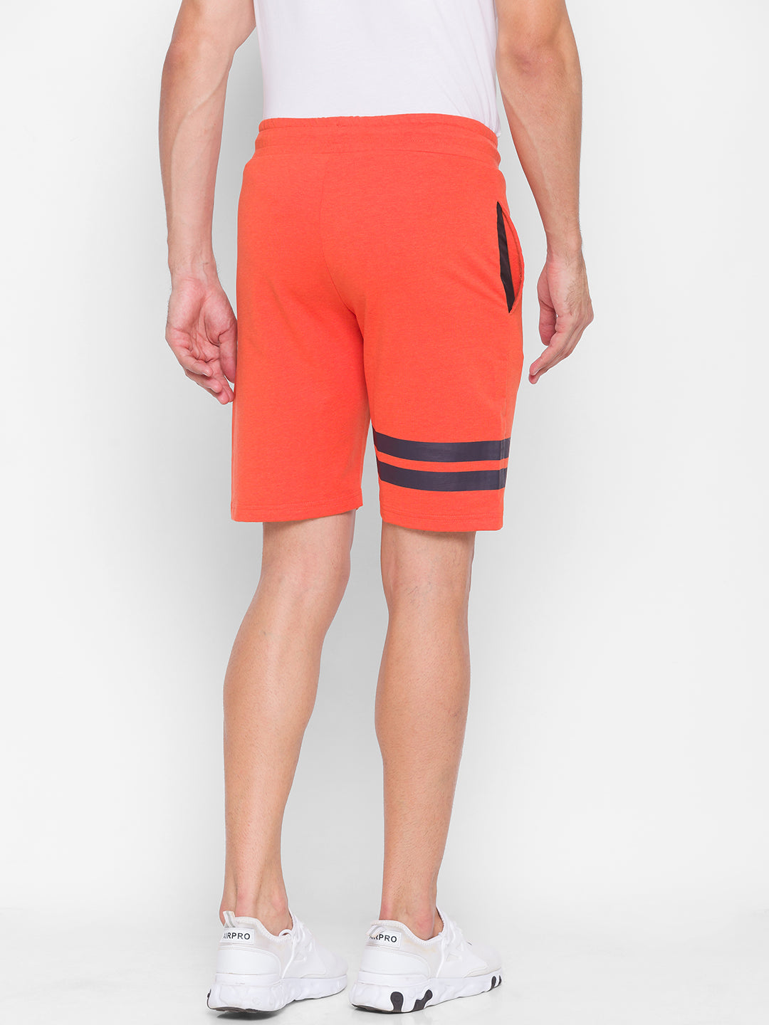 Spykar Men Orange Cotton Slim Fit Mid Rise Shorts