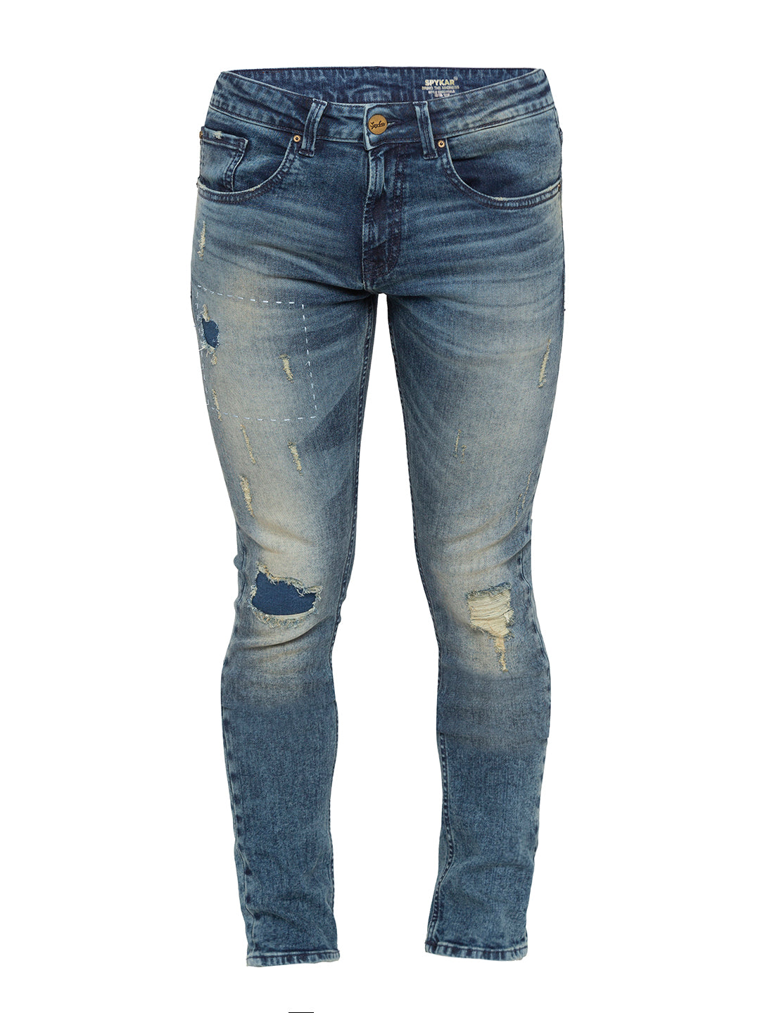 Spykar Men Vintage Blue Cotton Skinny Fit Jeans