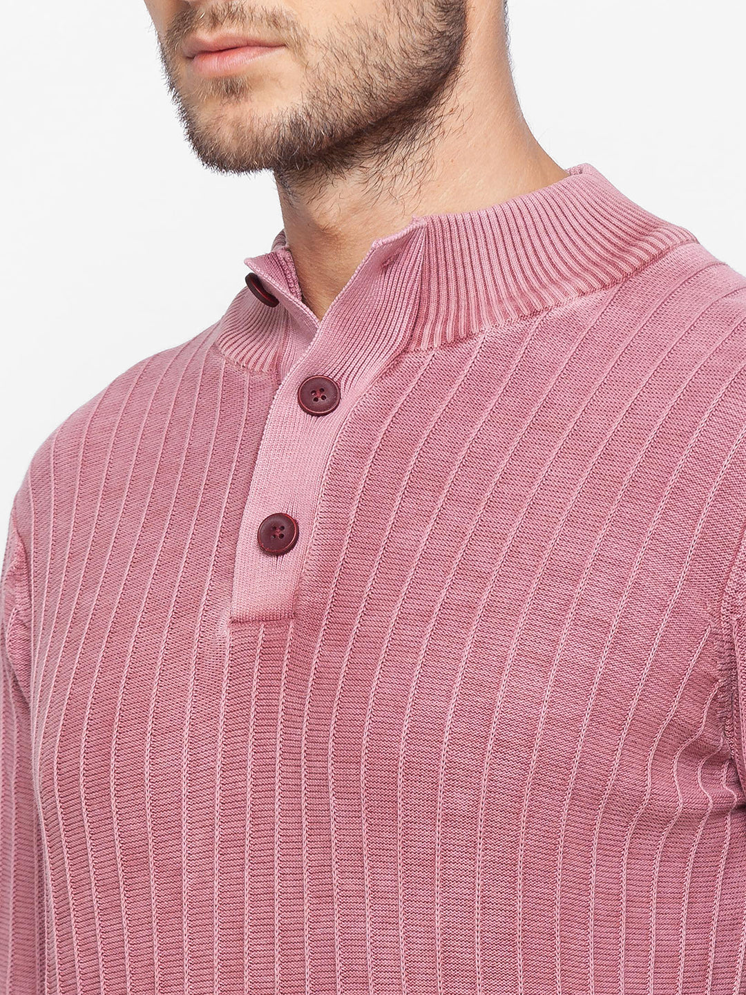 Spykar Pink Cotton Men Sweater