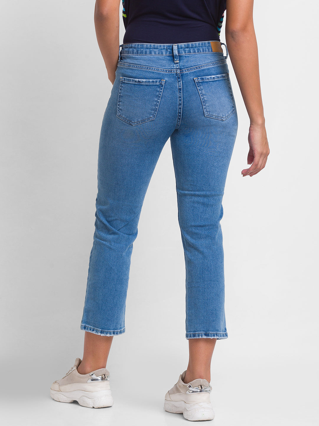 Spykar Light Blue Lycra Slim Straight Fit Ankle Length Jeans For Women (Emma)