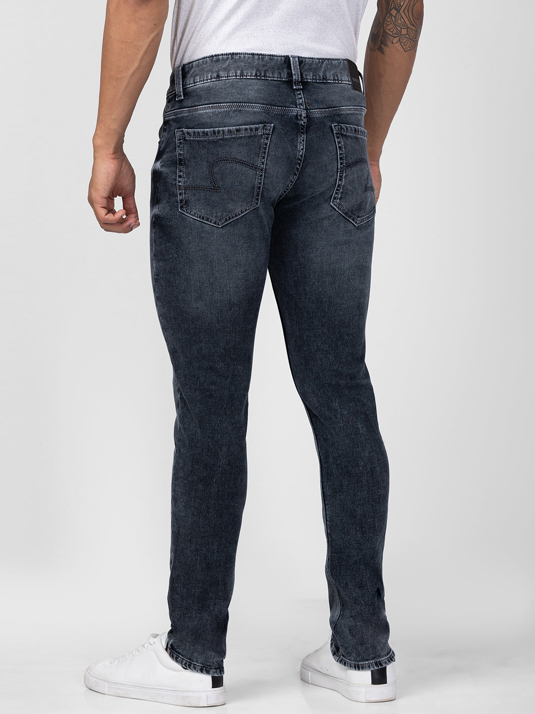 Spykar Men Dark Grey Cotton Slim Fit Regular Length Jeans (Skinny )