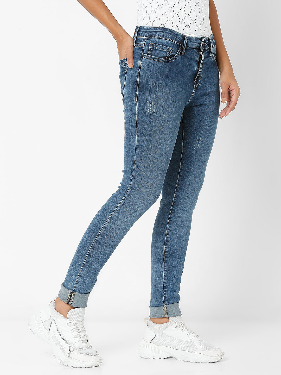 Spykar Blue Slim Fit Jeans For Women (Adora)