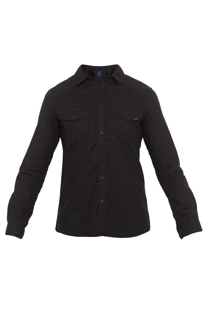 Spykar Men Black Cotton Full Sleeve Denim Shirts