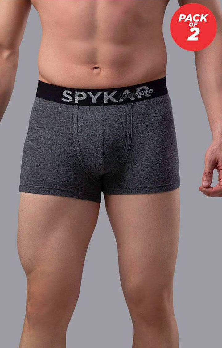 Underjeans By Spykar Men Grey Solid Trunks