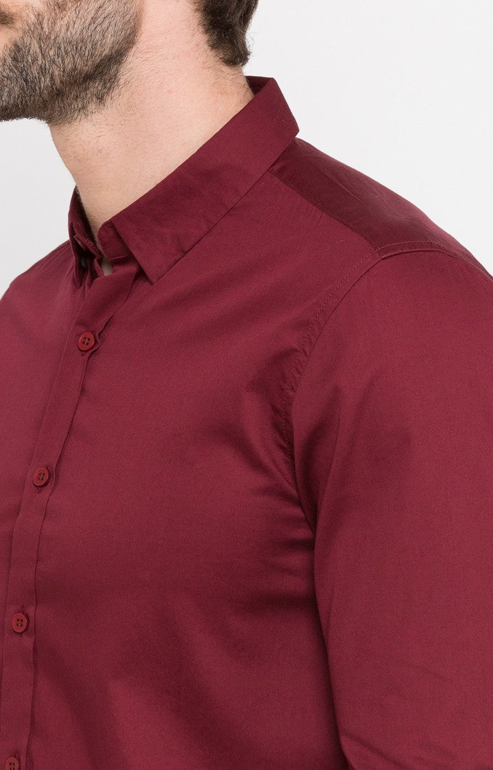 Spykar Men'S Red Cotton Solid Casual Shirts