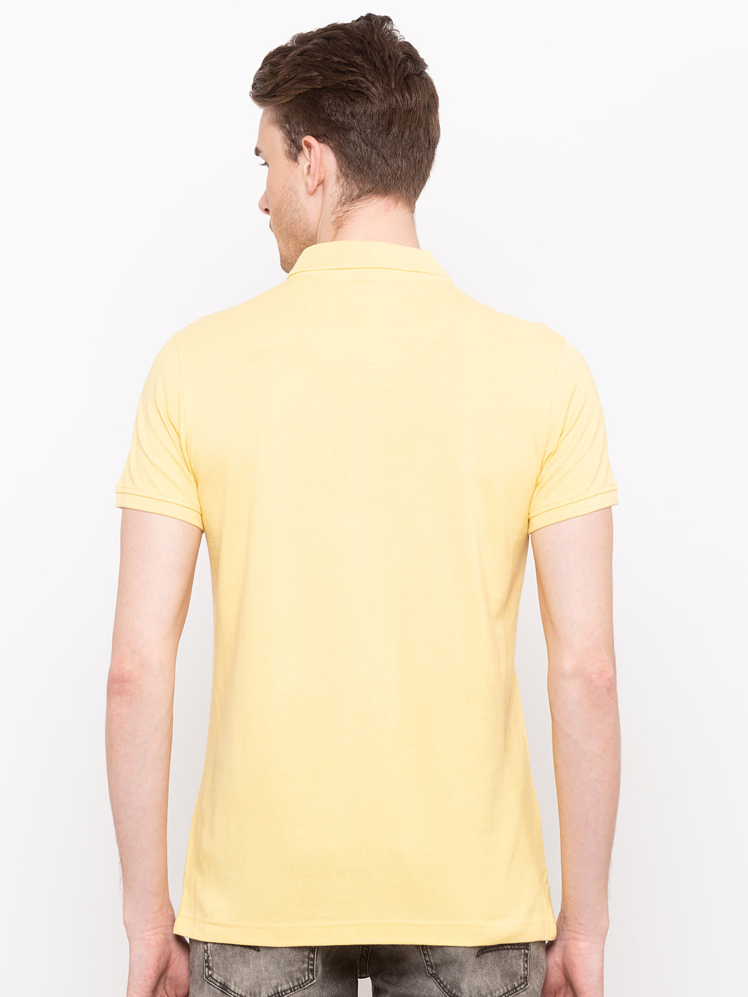 Spykar Men Yellow Cotton T-Shirt