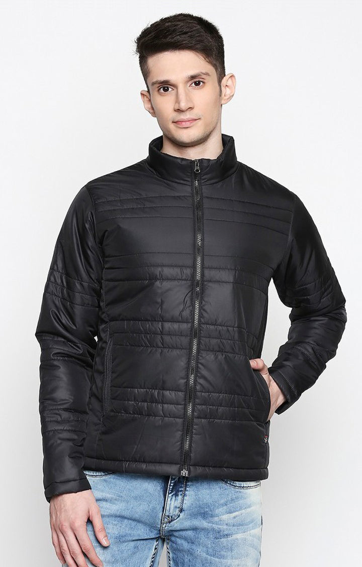 Spykar Black Polyester Regular Fit Jacket For Men