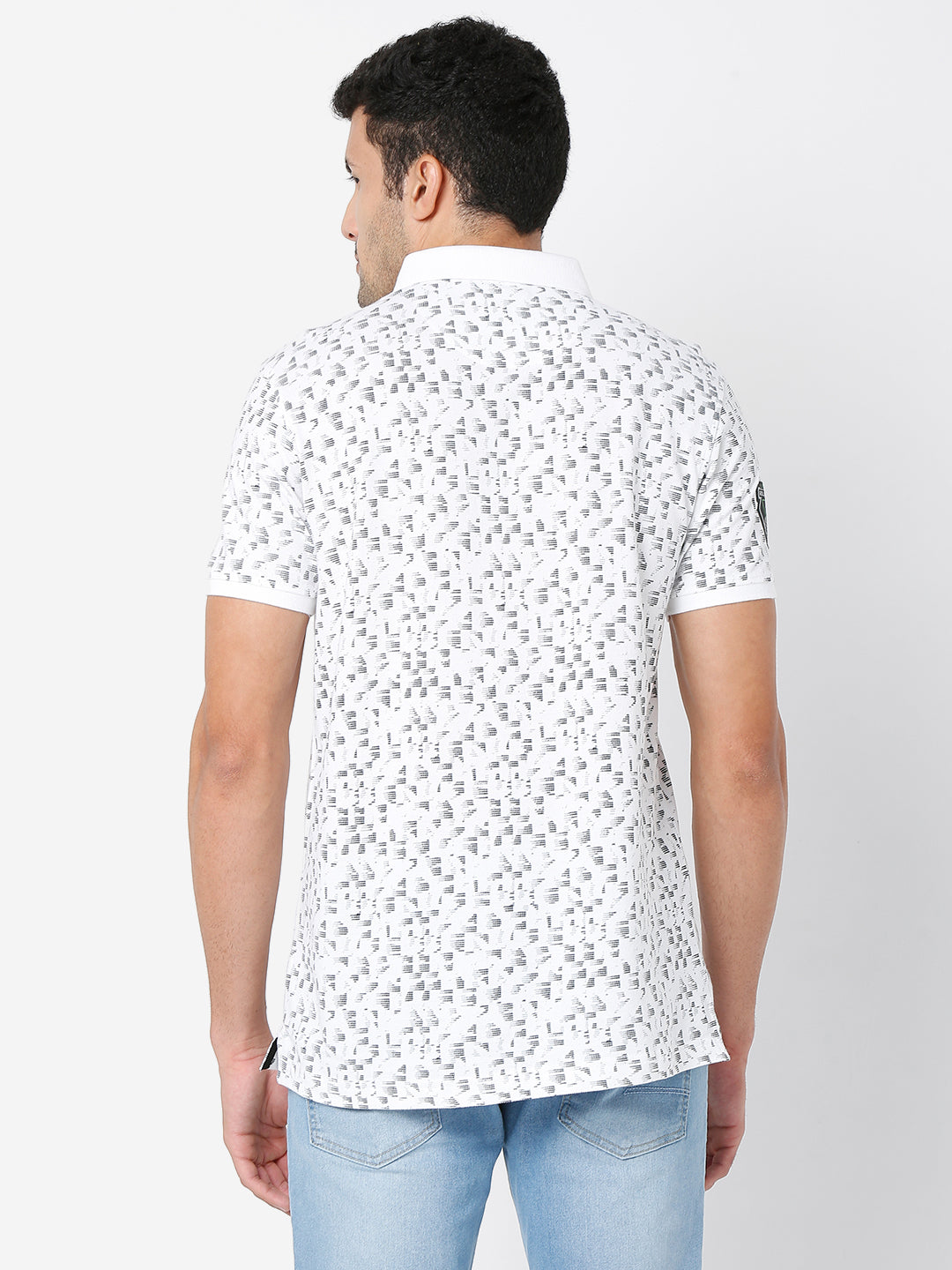 Spykar Men White Cotton Printed Round Neck T-Shirt