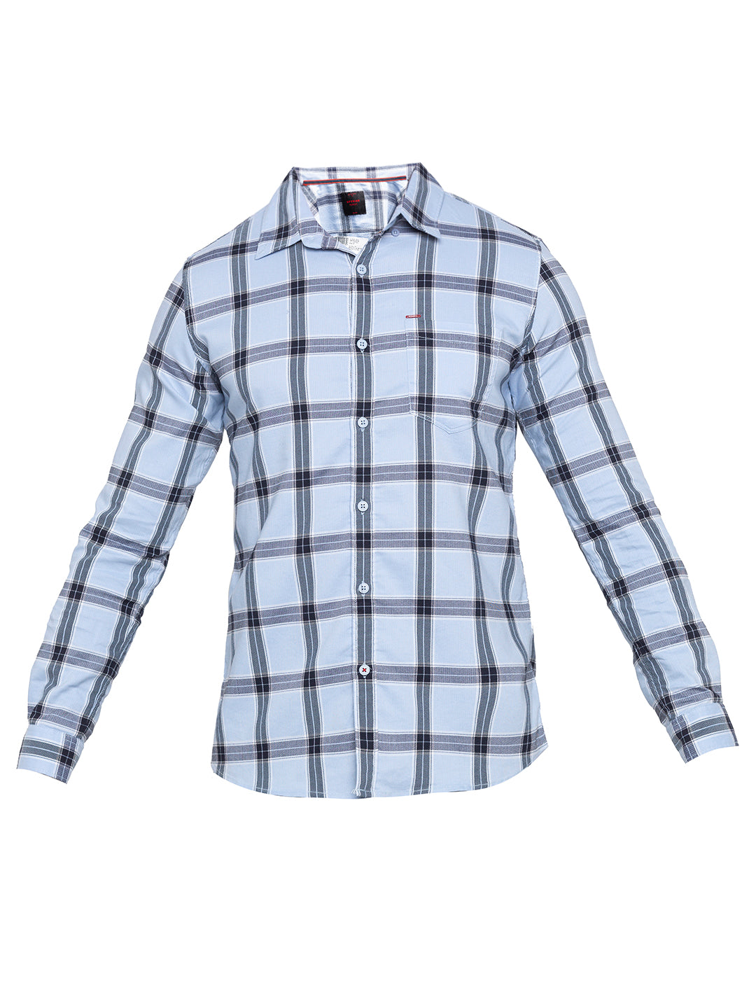 Spykar Men Sky Blue Checked Slim Fit Casual Shirt