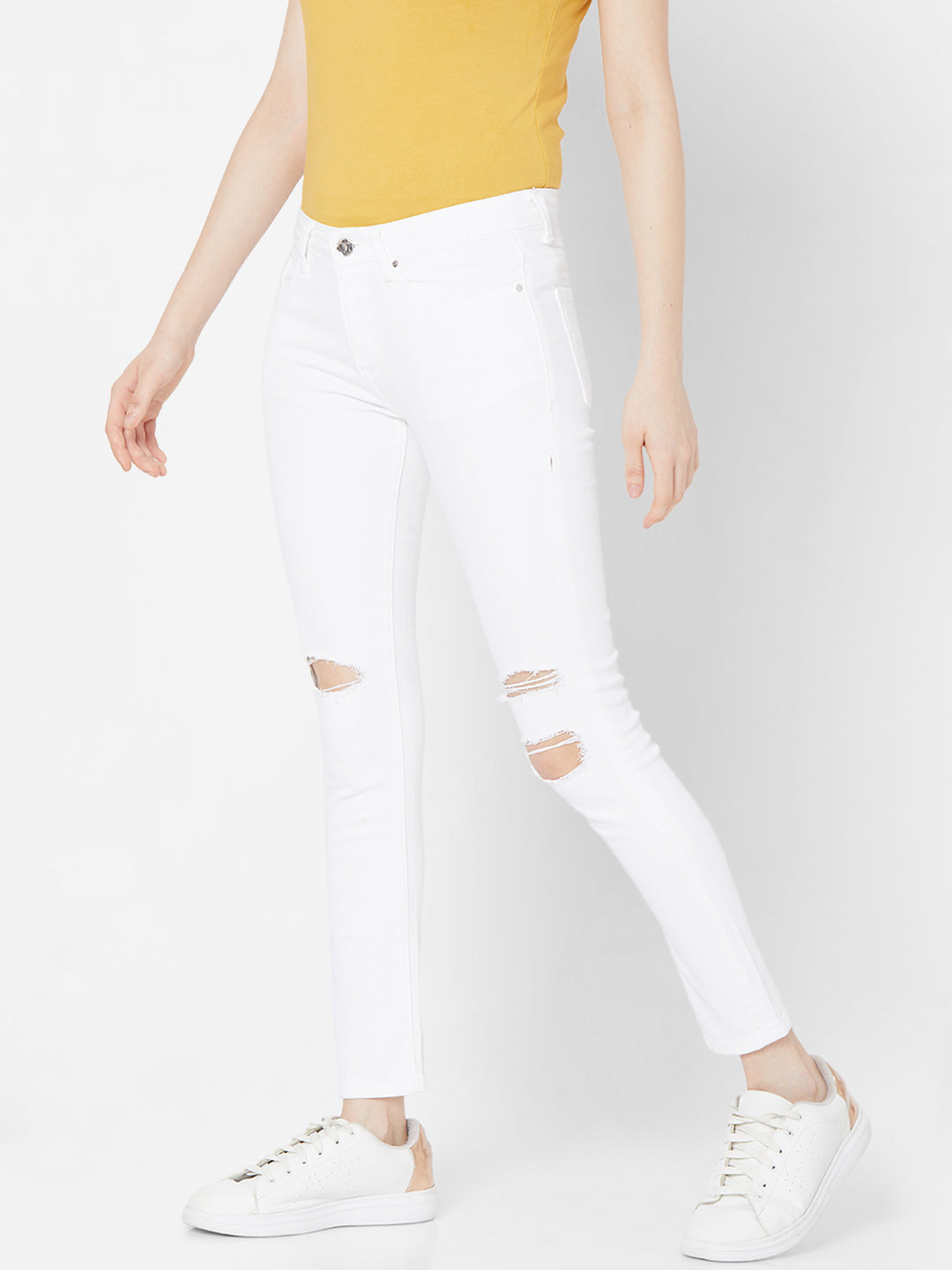 Spykar Women White Cotton Super Skinny Fit Regular Length Jeans (Alicia)