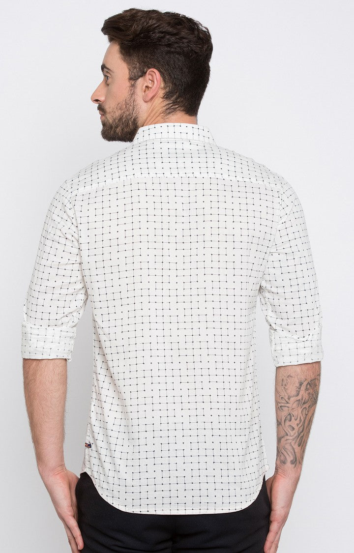 Spykar Men'S White Cotton Printed Casual Shirts