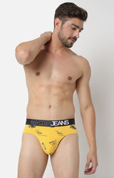 Underjeans By Spykar Men Premium Cotton Blend Yellow Brief